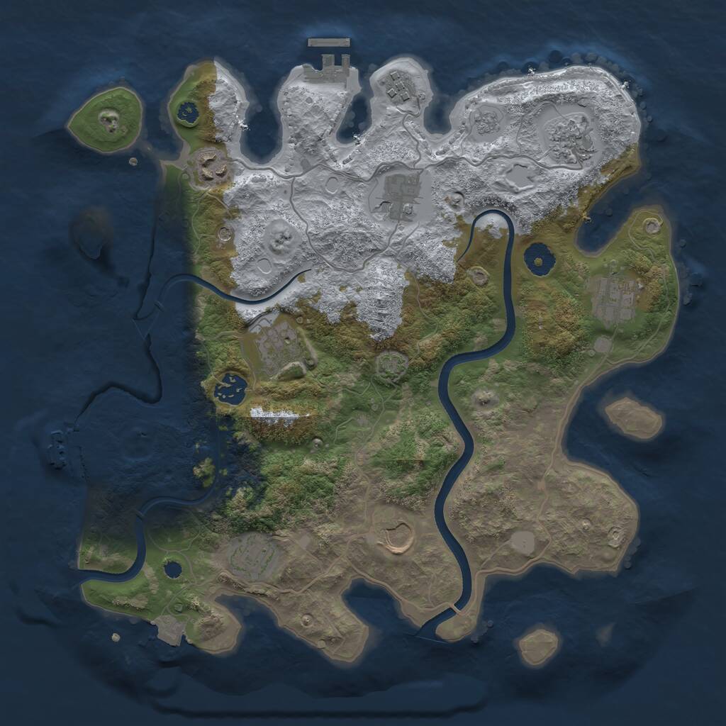 Rust Map: Procedural Map, Size: 3500, Seed: 63245236, 15 Monuments