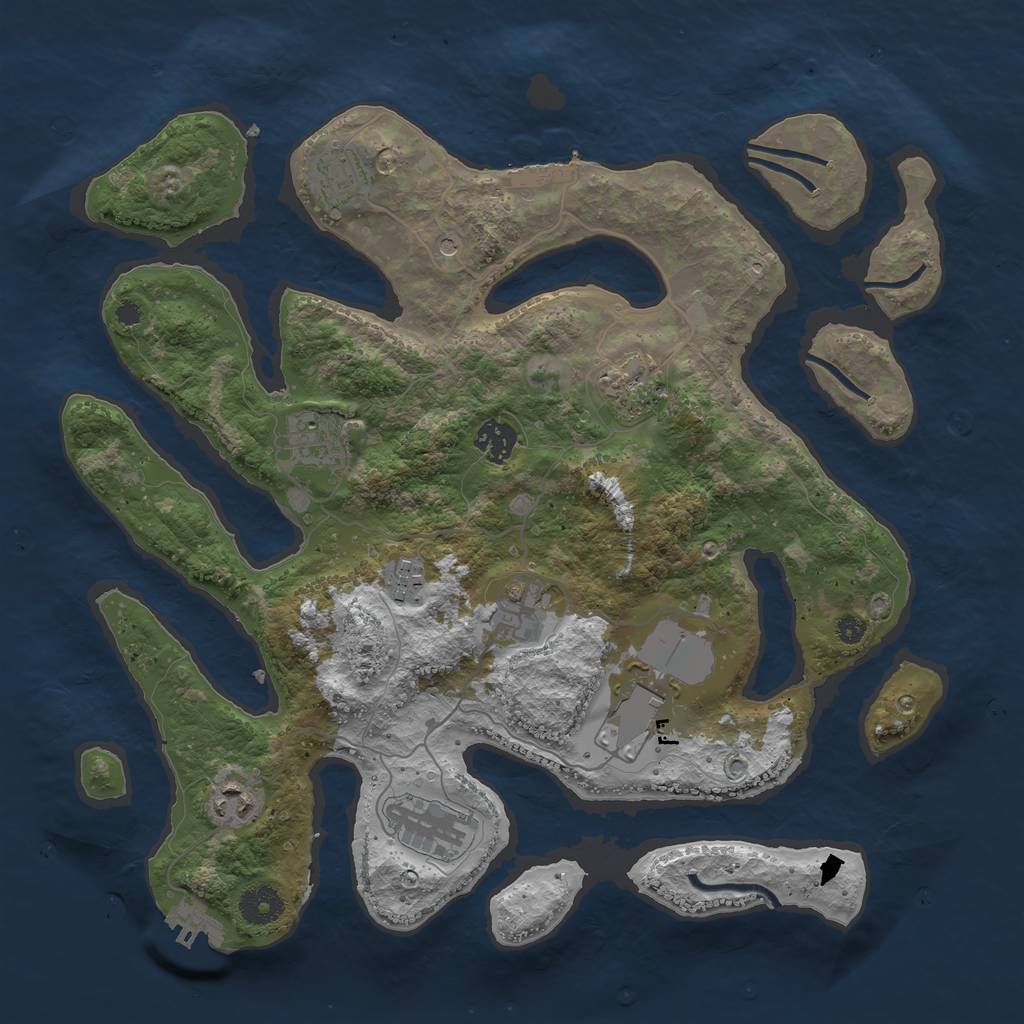Rust Map: Procedural Map, Size: 3700, Seed: 115507199, 14 Monuments