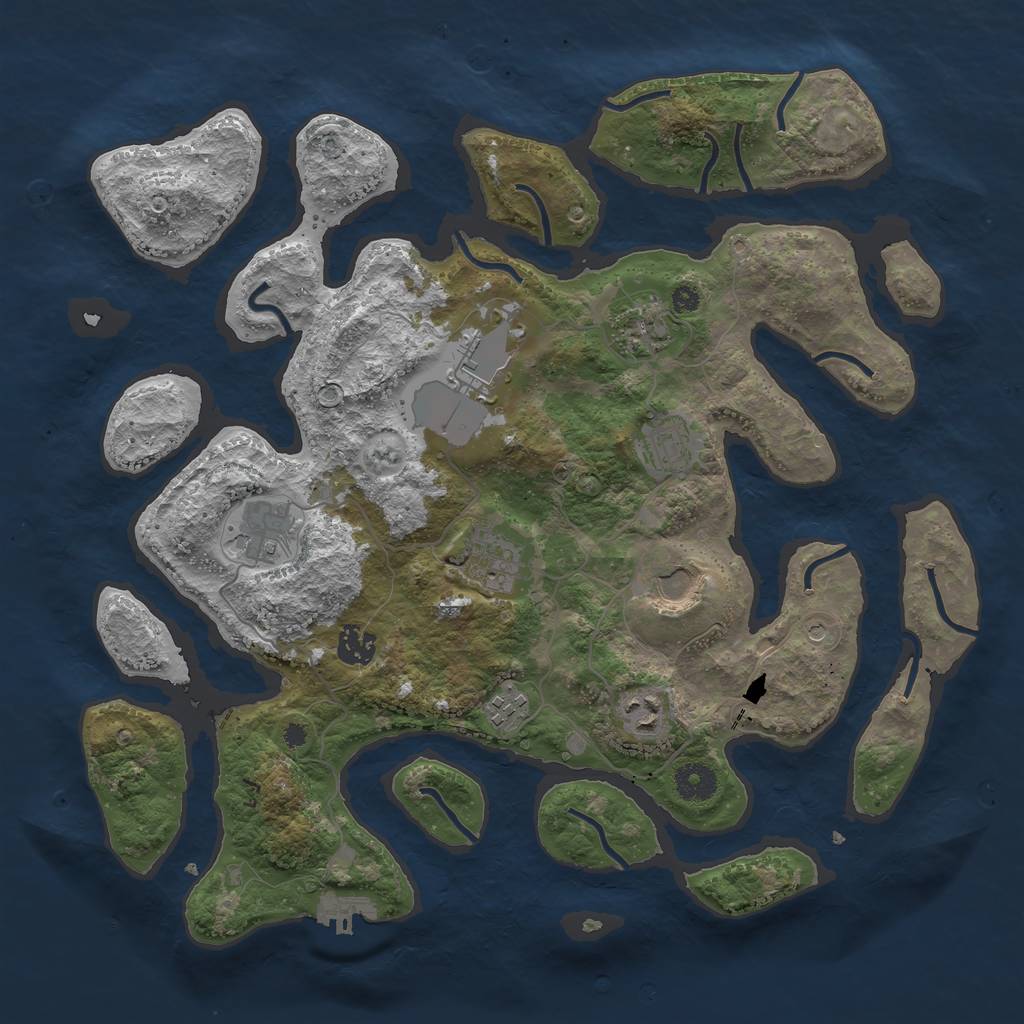 Rust Map: Procedural Map, Size: 3800, Seed: 70814783, 13 Monuments