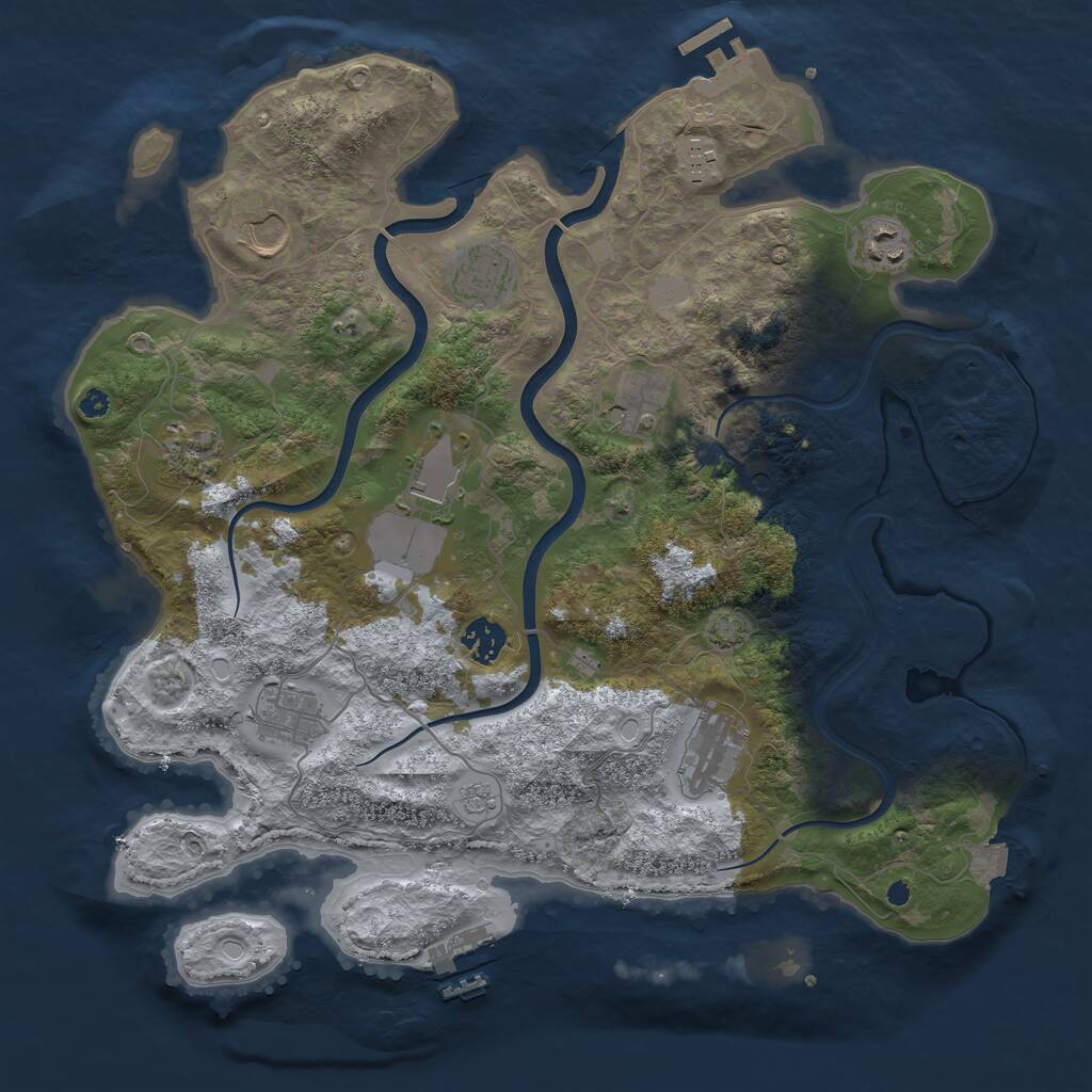 Rust Map: Procedural Map, Size: 3800, Seed: 5421, 16 Monuments