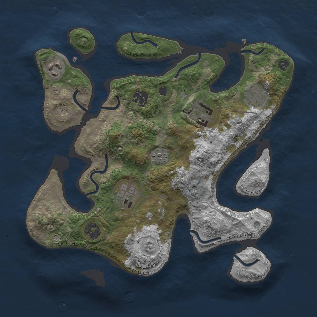 Rust Map: Procedural Map, Size: 3000, Seed: 94768912, 9 Monuments