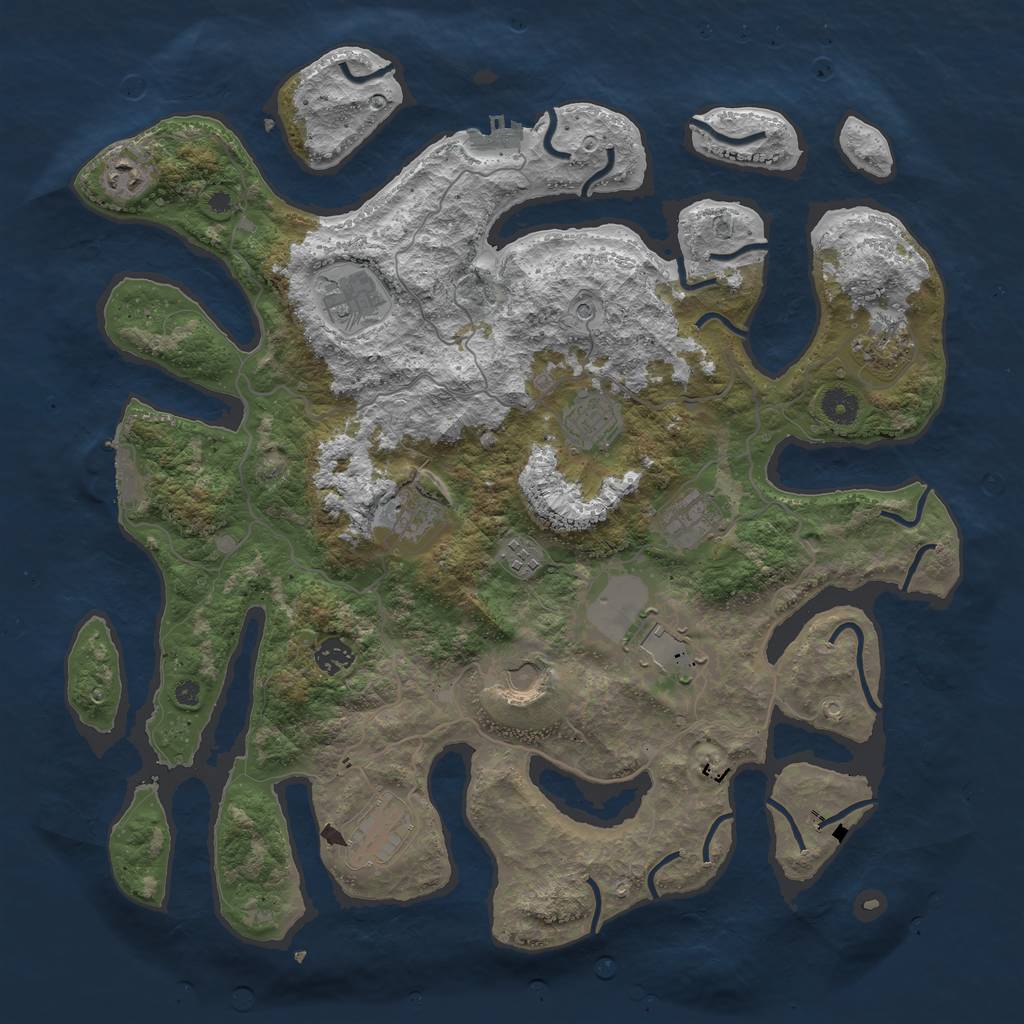 Rust Map: Procedural Map, Size: 4200, Seed: 2046114654, 16 Monuments