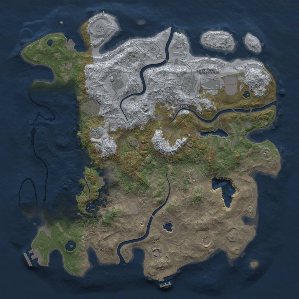 Rust Map: Procedural Map, Size: 4200, Seed: 2046114654, 16 Monuments
