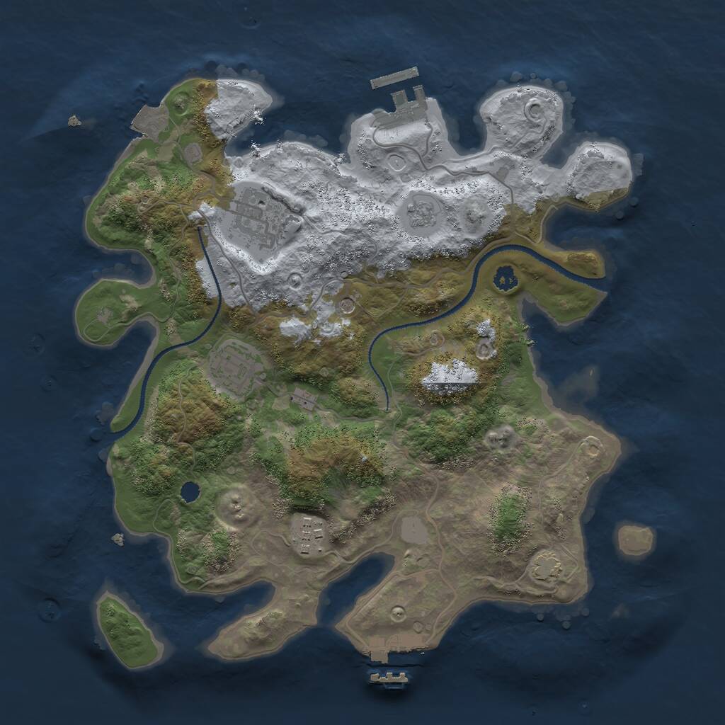 Rust Map: Procedural Map, Size: 3000, Seed: 1499366065, 9 Monuments