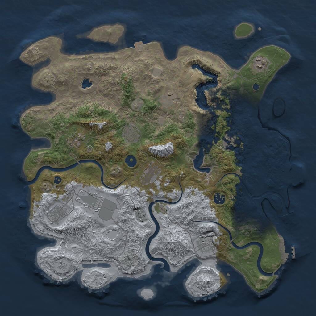 Rust Map: Procedural Map, Size: 4100, Seed: 203029003, 16 Monuments