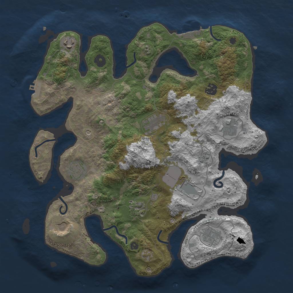 Rust Map: Procedural Map, Size: 3700, Seed: 1276103448, 15 Monuments