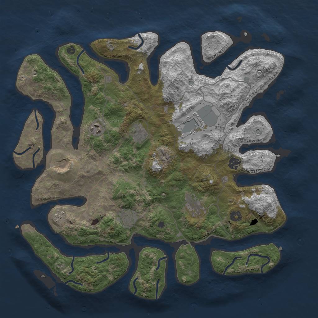 Rust Map: Procedural Map, Size: 4000, Seed: 412374, 11 Monuments