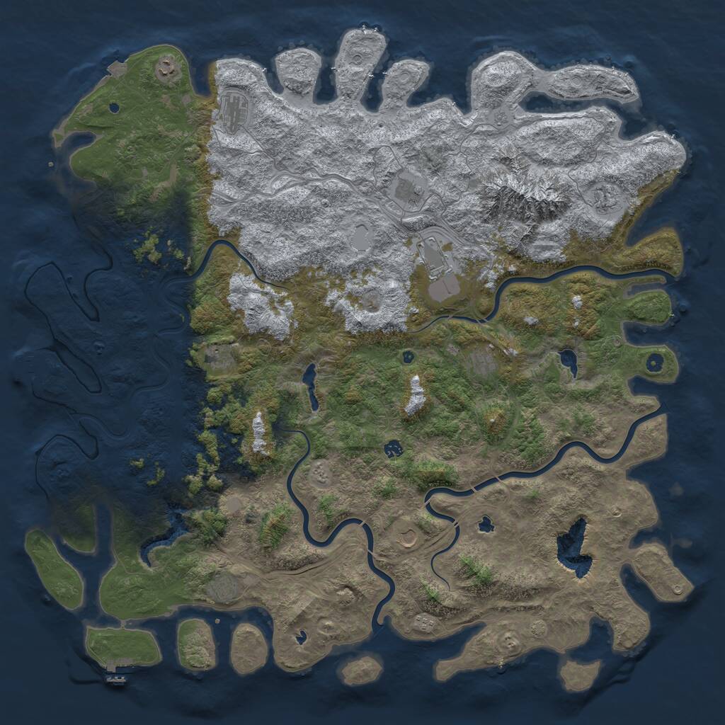 Rust Map: Procedural Map, Size: 6000, Seed: 77392, 17 Monuments
