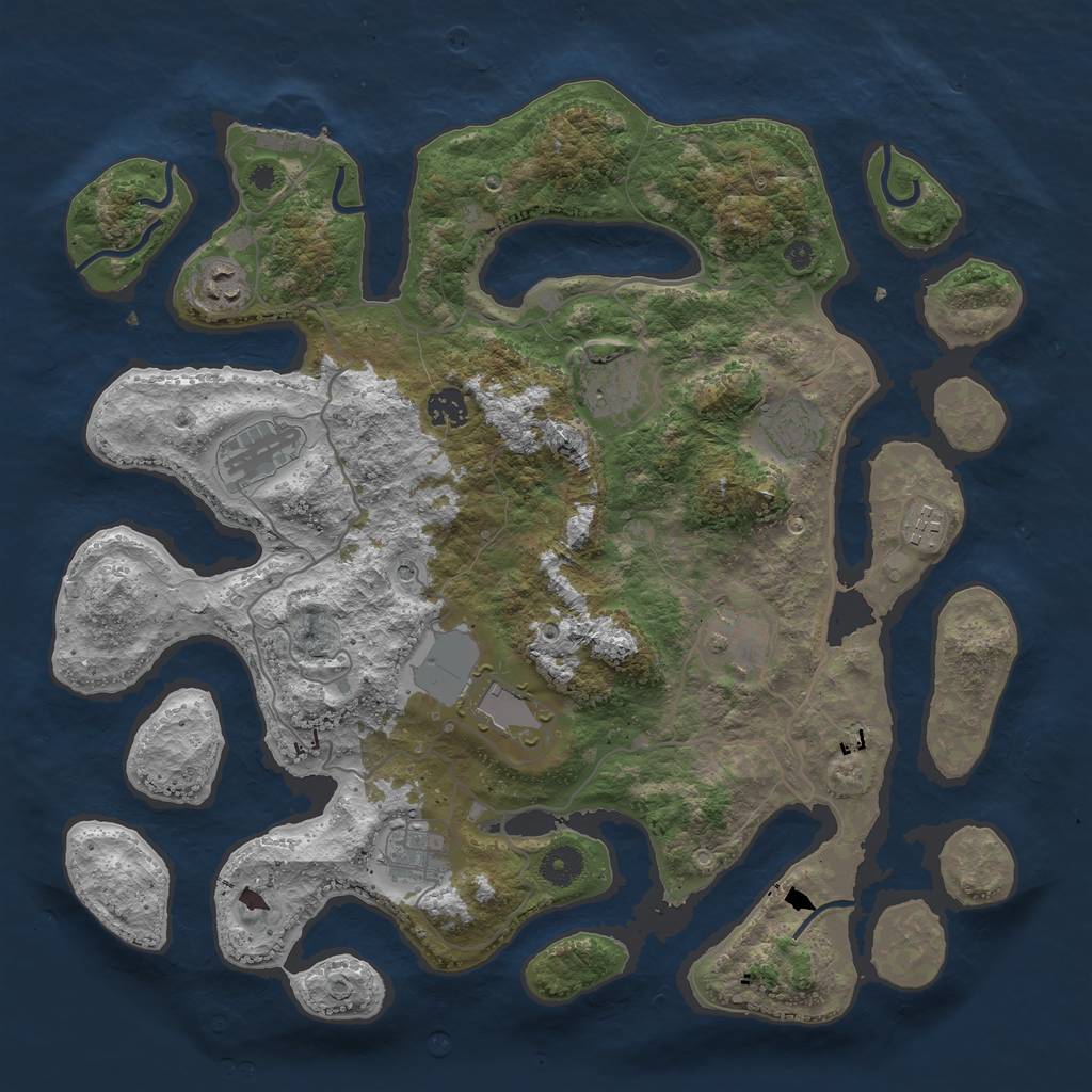 Rust Map: Procedural Map, Size: 4000, Seed: 8462, 13 Monuments
