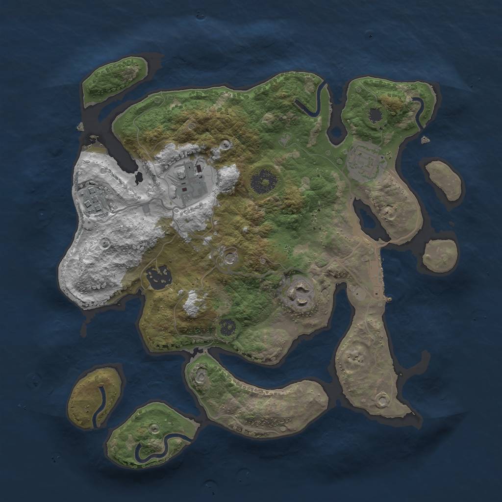 Rust Map: Procedural Map, Size: 3000, Seed: 50225, 9 Monuments