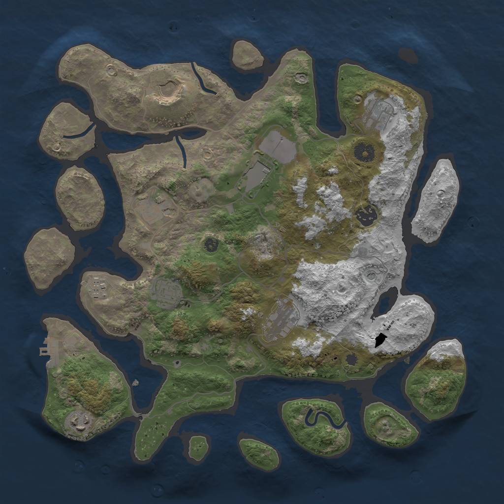 Rust Map: Procedural Map, Size: 3700, Seed: 2084147217, 13 Monuments