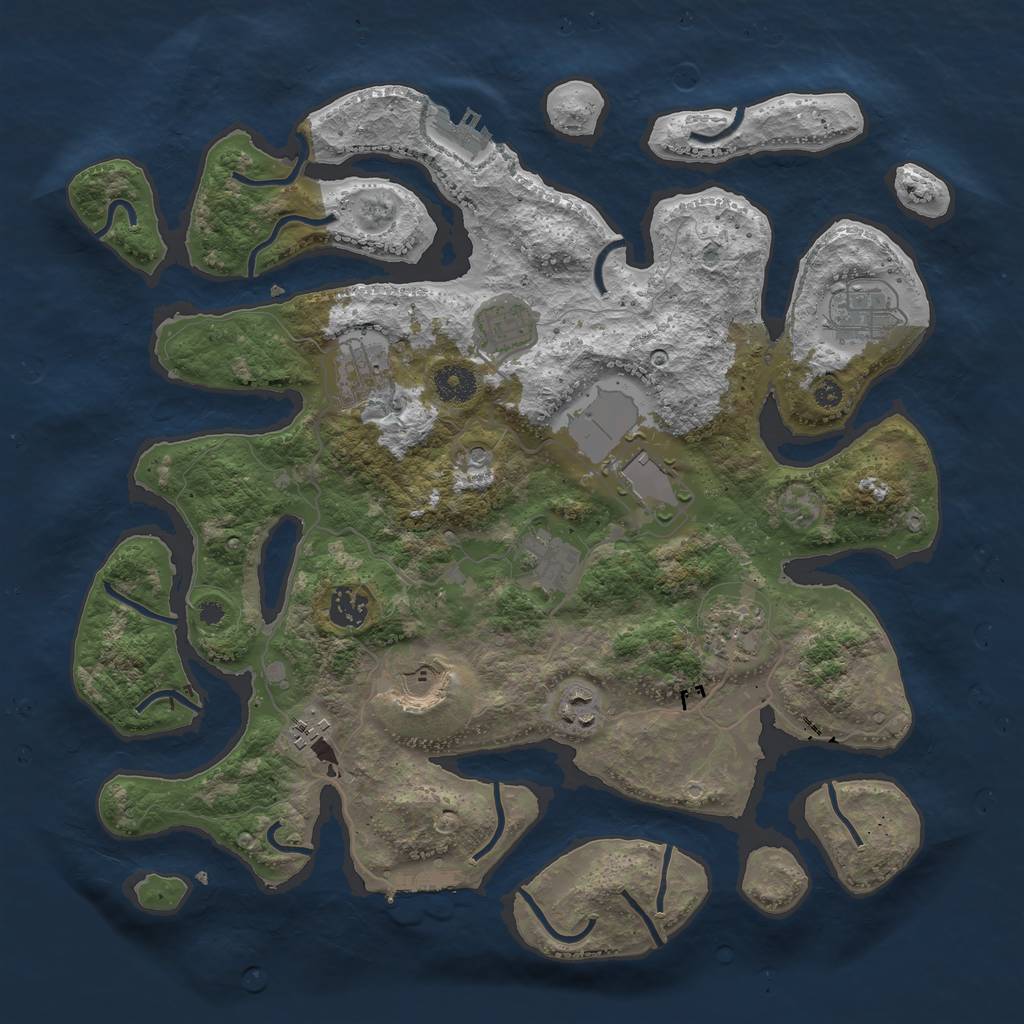 Rust Map: Procedural Map, Size: 3800, Seed: 513059768, 15 Monuments
