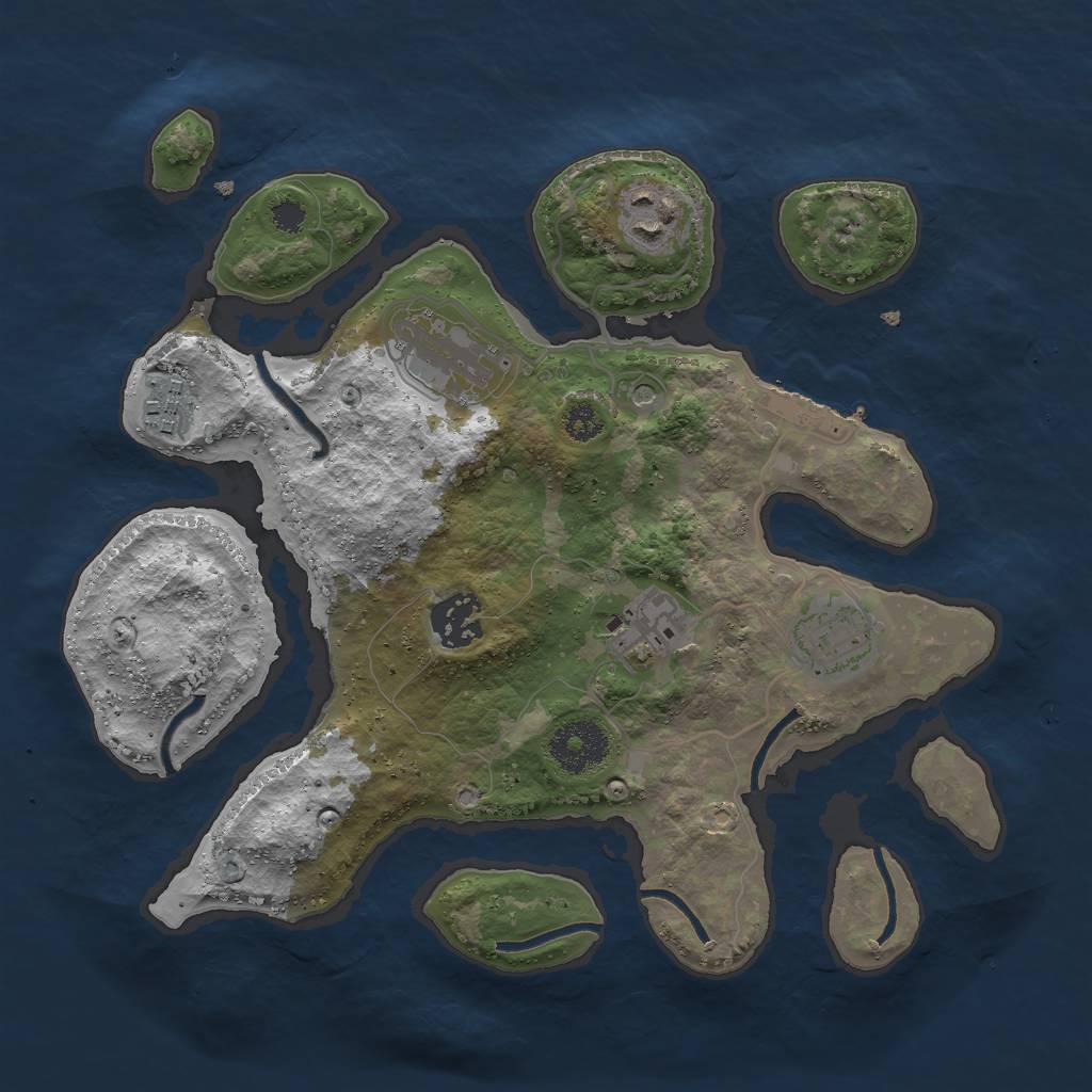 Rust Map: Procedural Map, Size: 3000, Seed: 1243, 10 Monuments