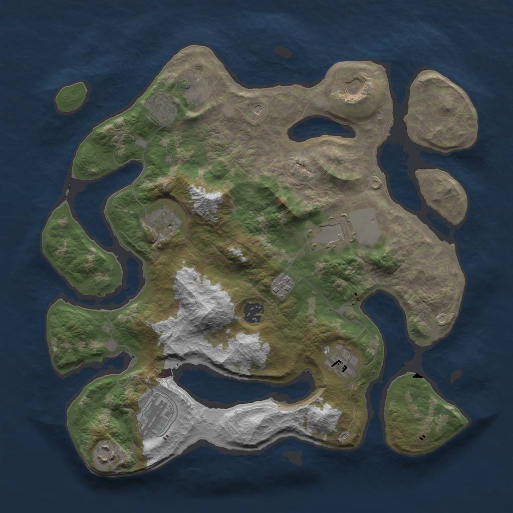 Rust Map: Barren, Size: 3700, Seed: 685666395, 13 Monuments