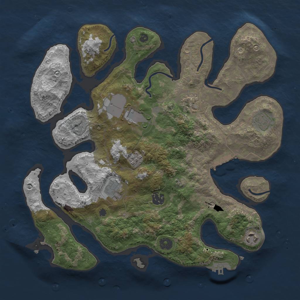 Rust Map: Procedural Map, Size: 3500, Seed: 86183952, 12 Monuments