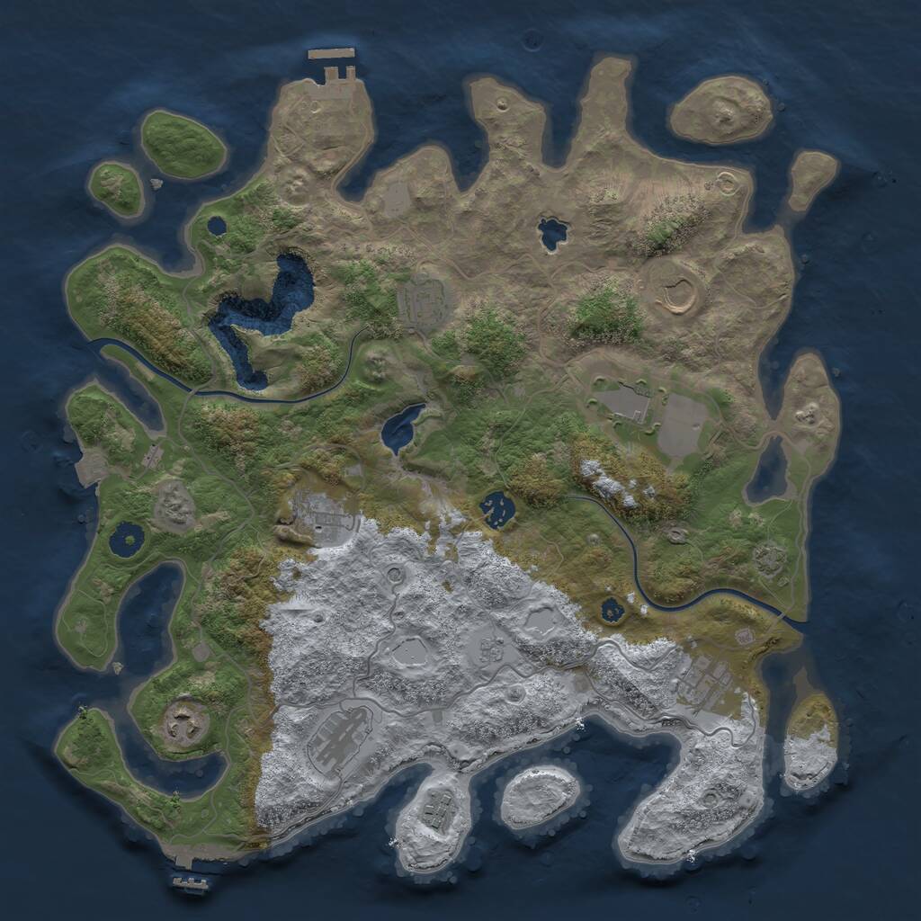 Rust Map: Procedural Map, Size: 4000, Seed: 83156, 15 Monuments