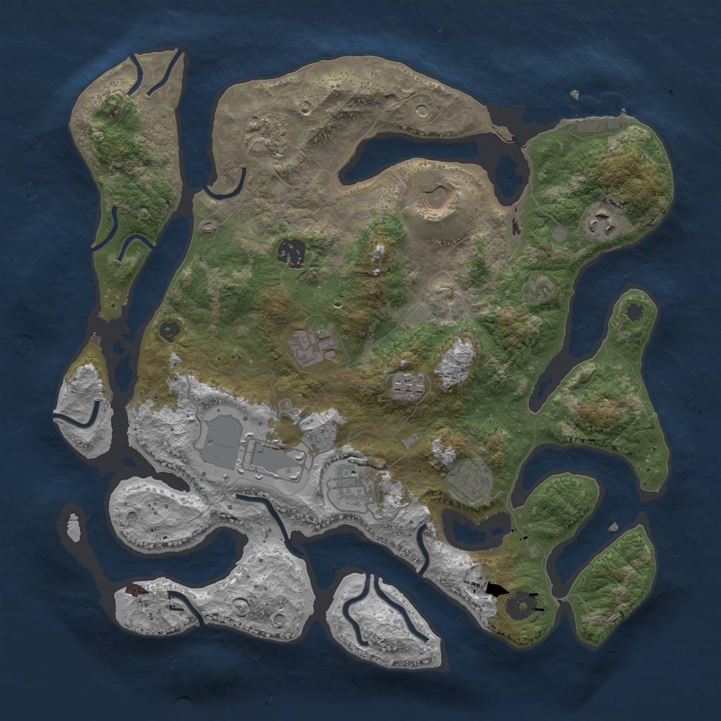 Rust Map: Procedural Map, Size: 3700, Seed: 776430848, 13 Monuments