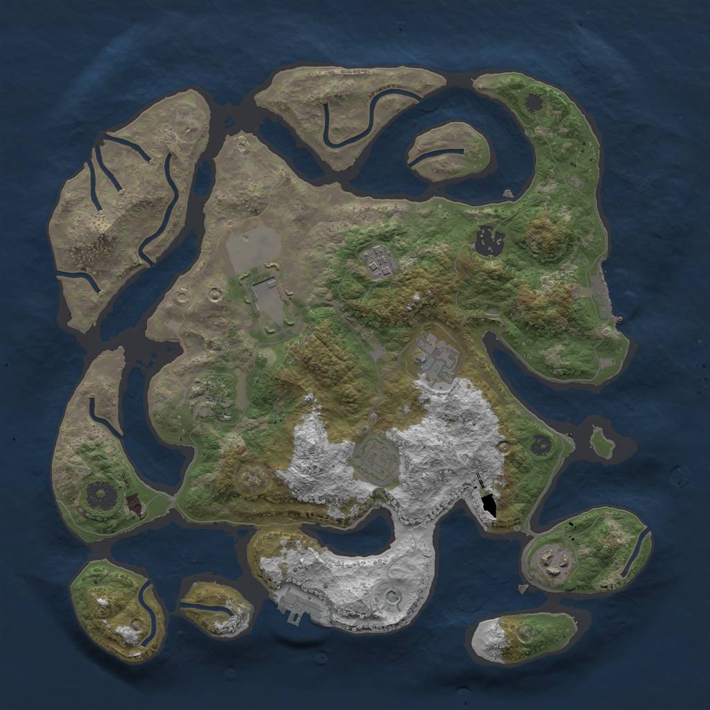 Rust Map: Procedural Map, Size: 3500, Seed: 100029111, 12 Monuments