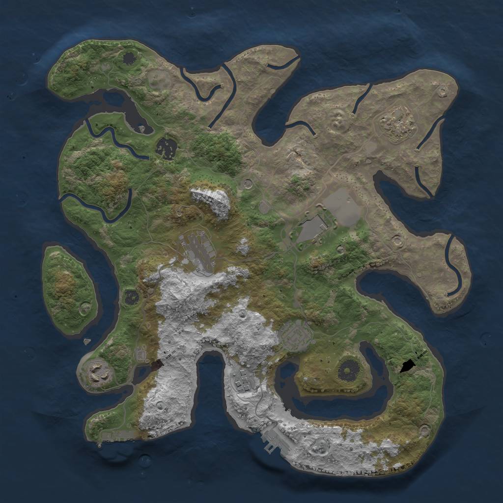 Rust Map: Procedural Map, Size: 3501, Seed: 1727569921, 12 Monuments
