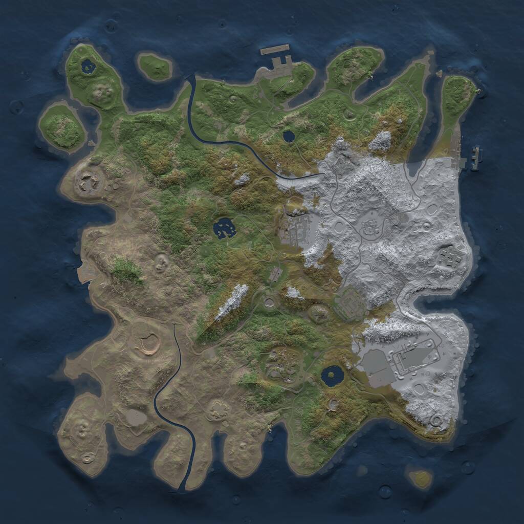 Rust Map: Procedural Map, Size: 3650, Seed: 2111245581, 14 Monuments
