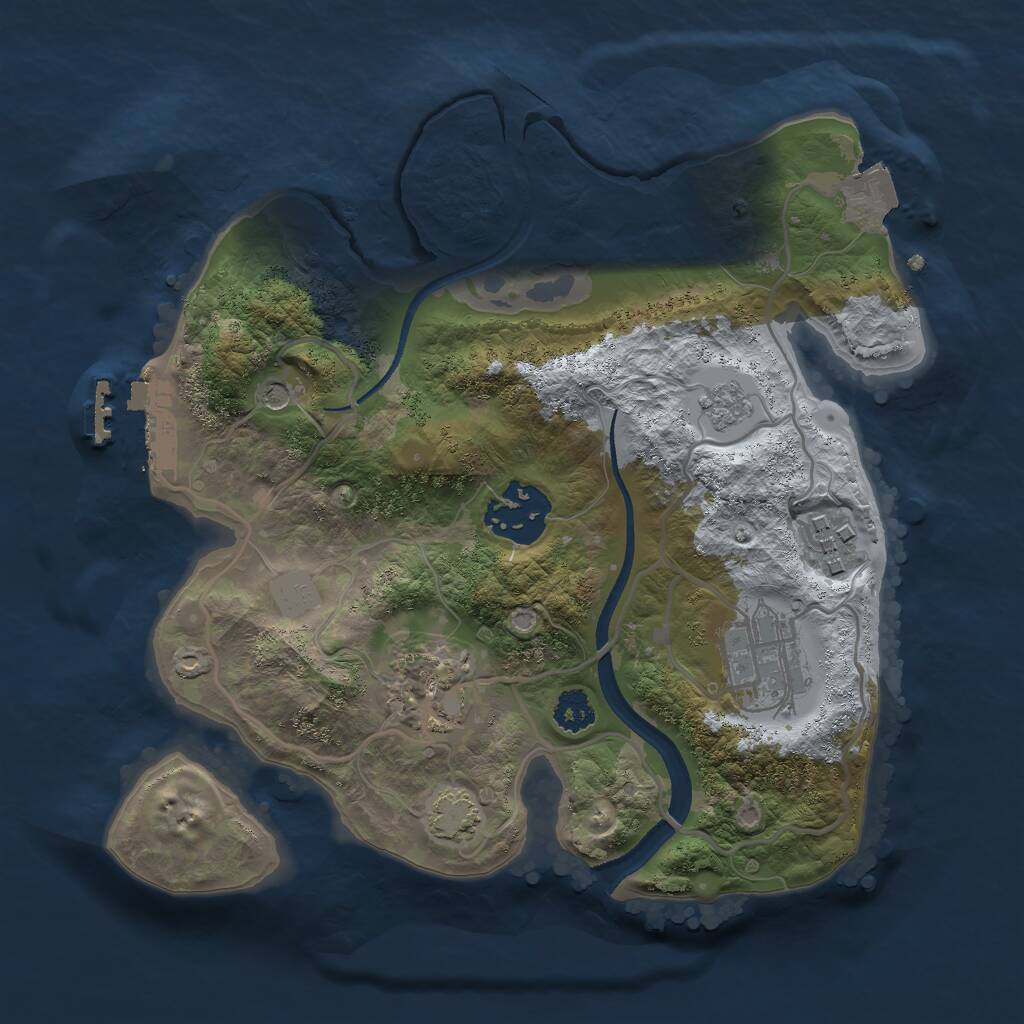 Rust Map: Procedural Map, Size: 2500, Seed: 490739624, 9 Monuments