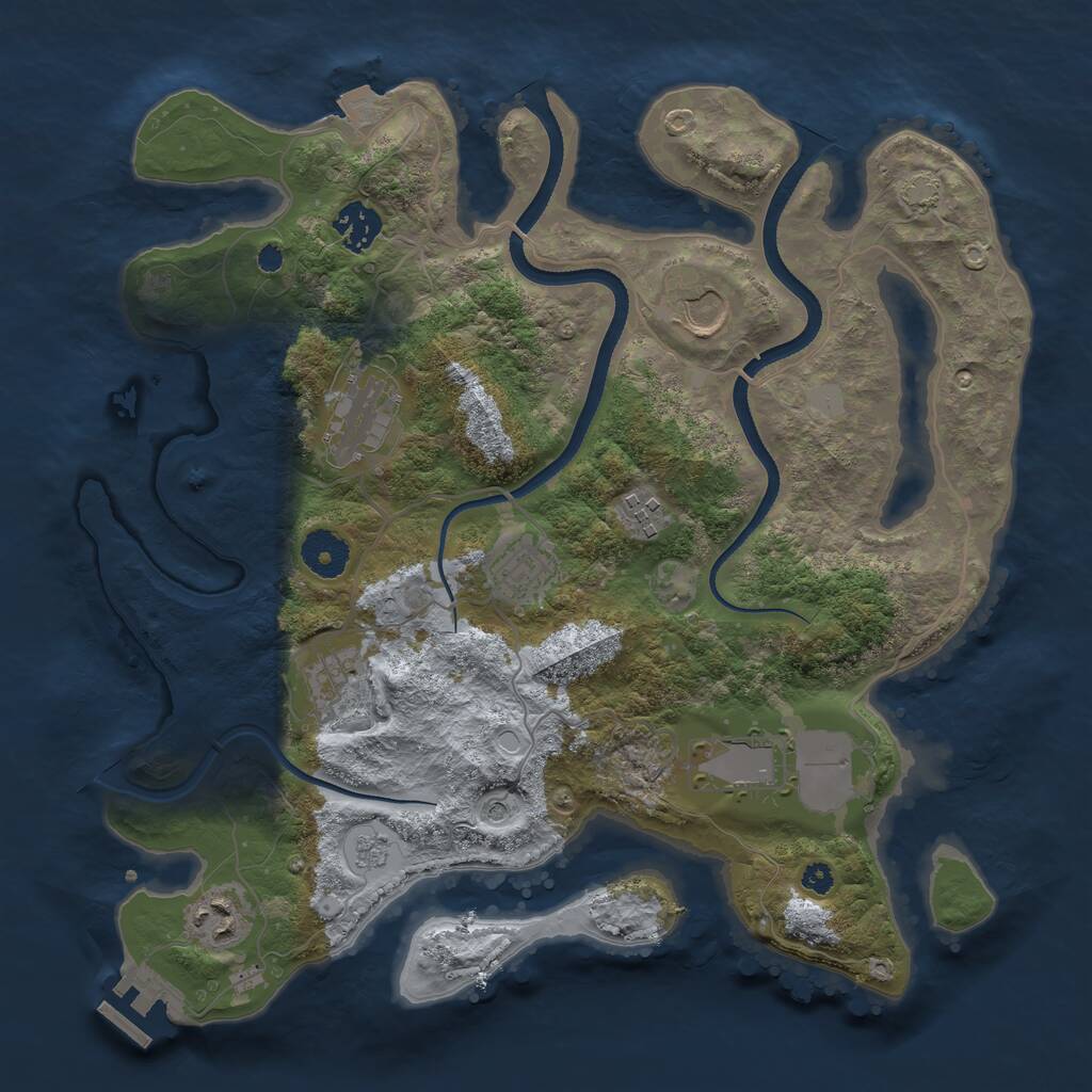 Rust Map: Procedural Map, Size: 3500, Seed: 2147483633, 13 Monuments