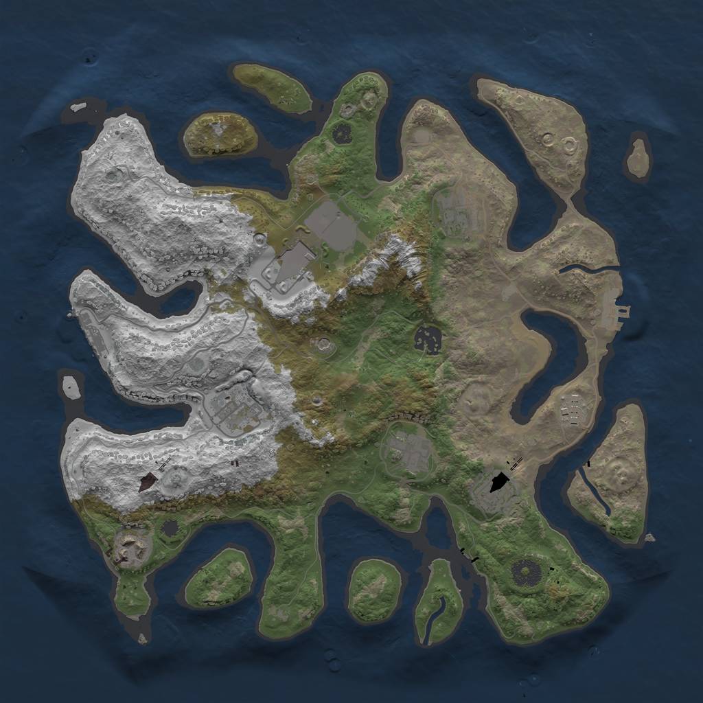 Rust Map: Procedural Map, Size: 3600, Seed: 1557556, 13 Monuments