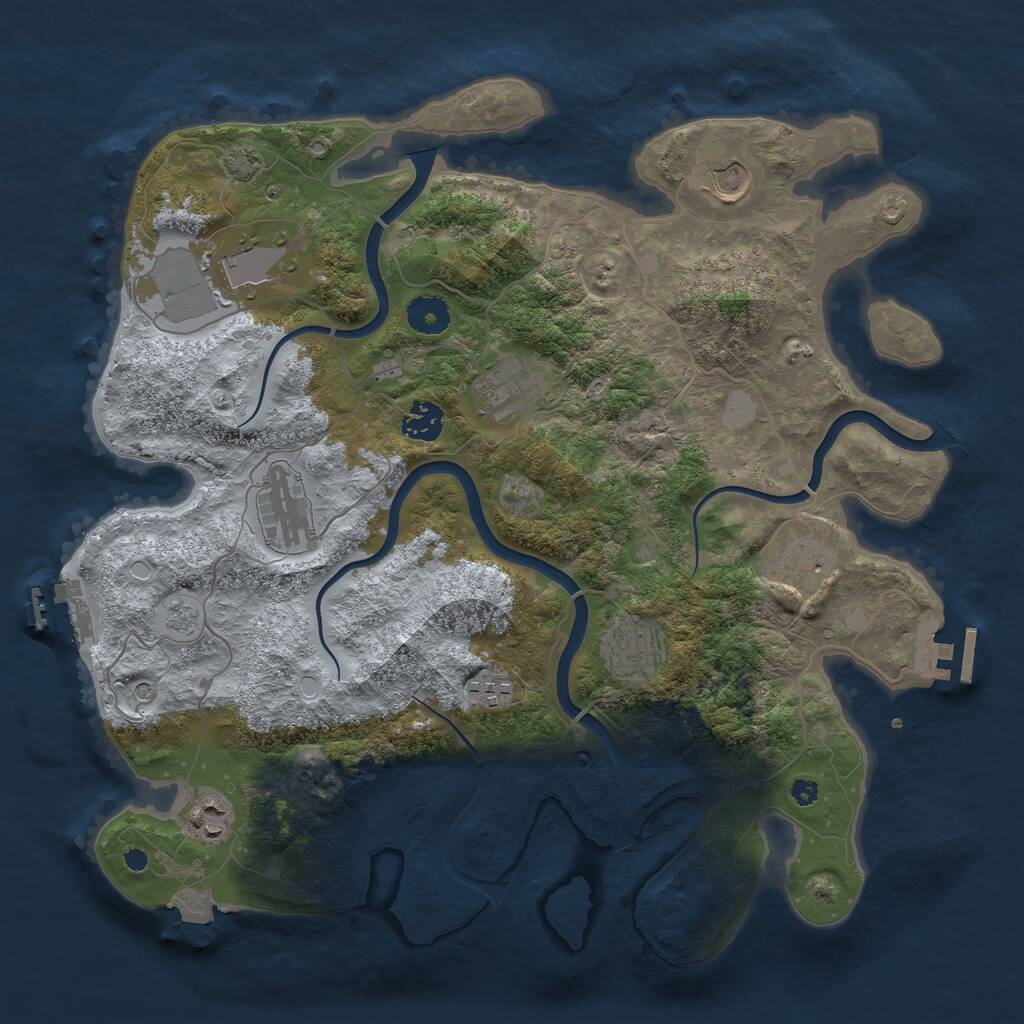 Rust Map: Procedural Map, Size: 3750, Seed: 386871314, 15 Monuments