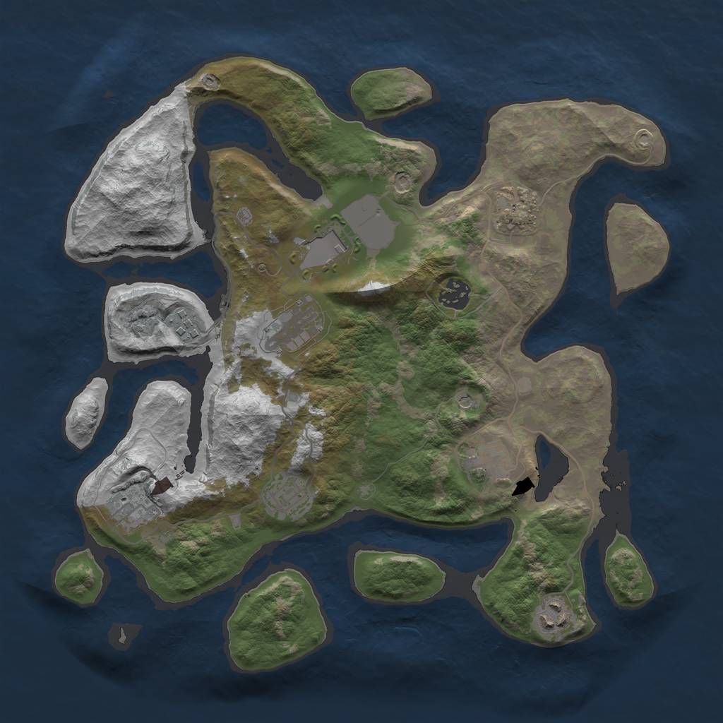 Rust Map: Barren, Size: 3500, Seed: 95733386, 12 Monuments