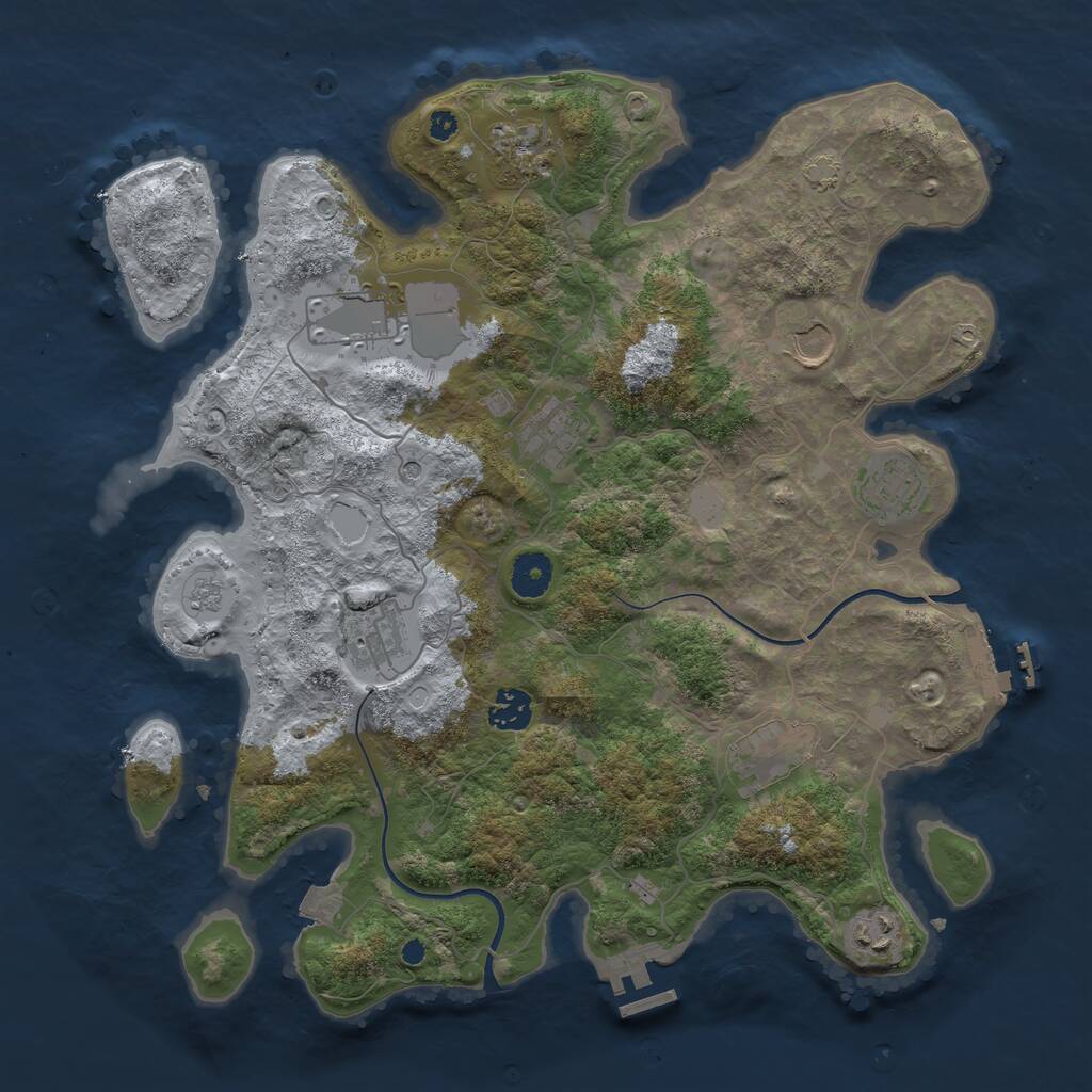 Rust Map: Procedural Map, Size: 3750, Seed: 411298817, 15 Monuments
