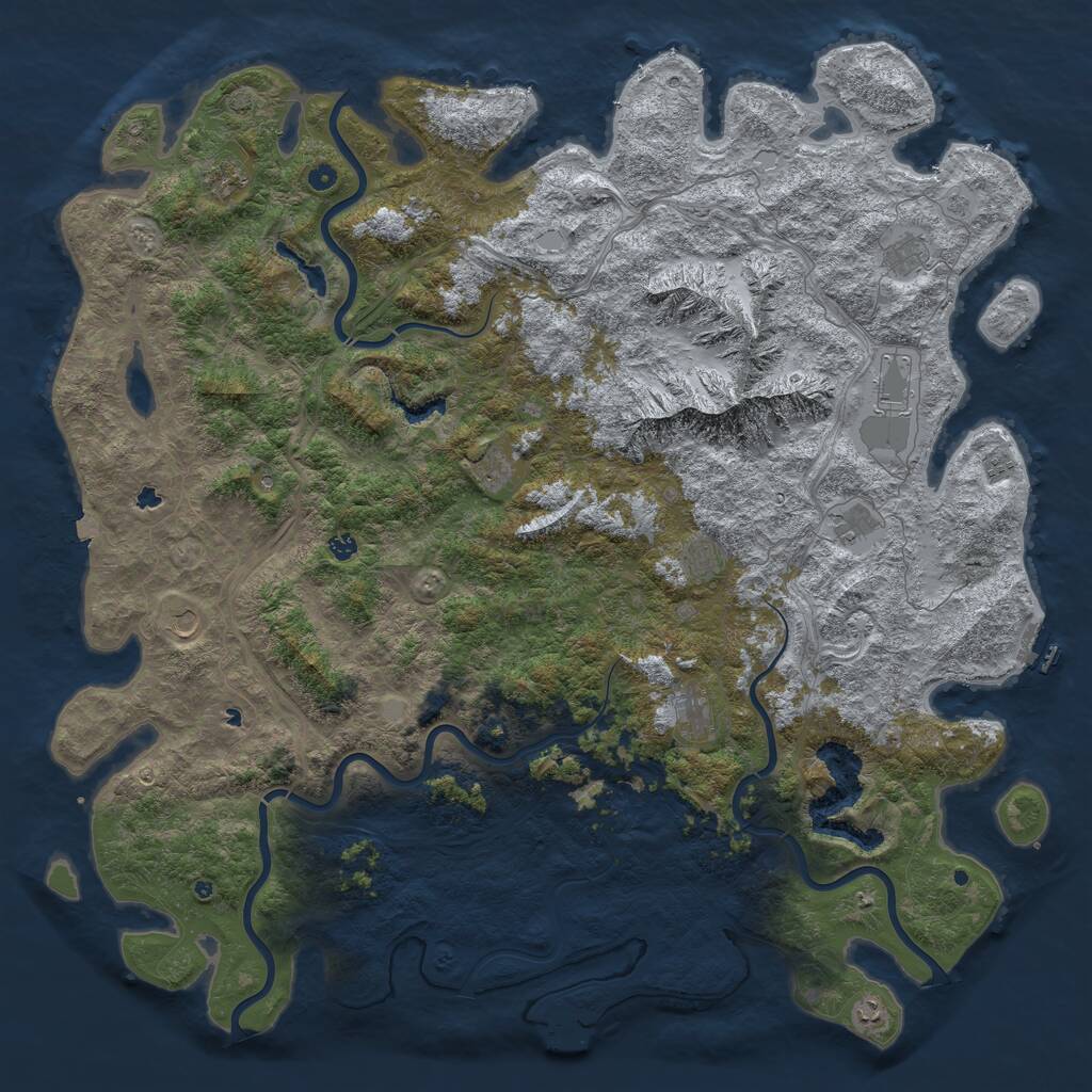 Rust Map: Procedural Map, Size: 6000, Seed: 1607993220, 17 Monuments