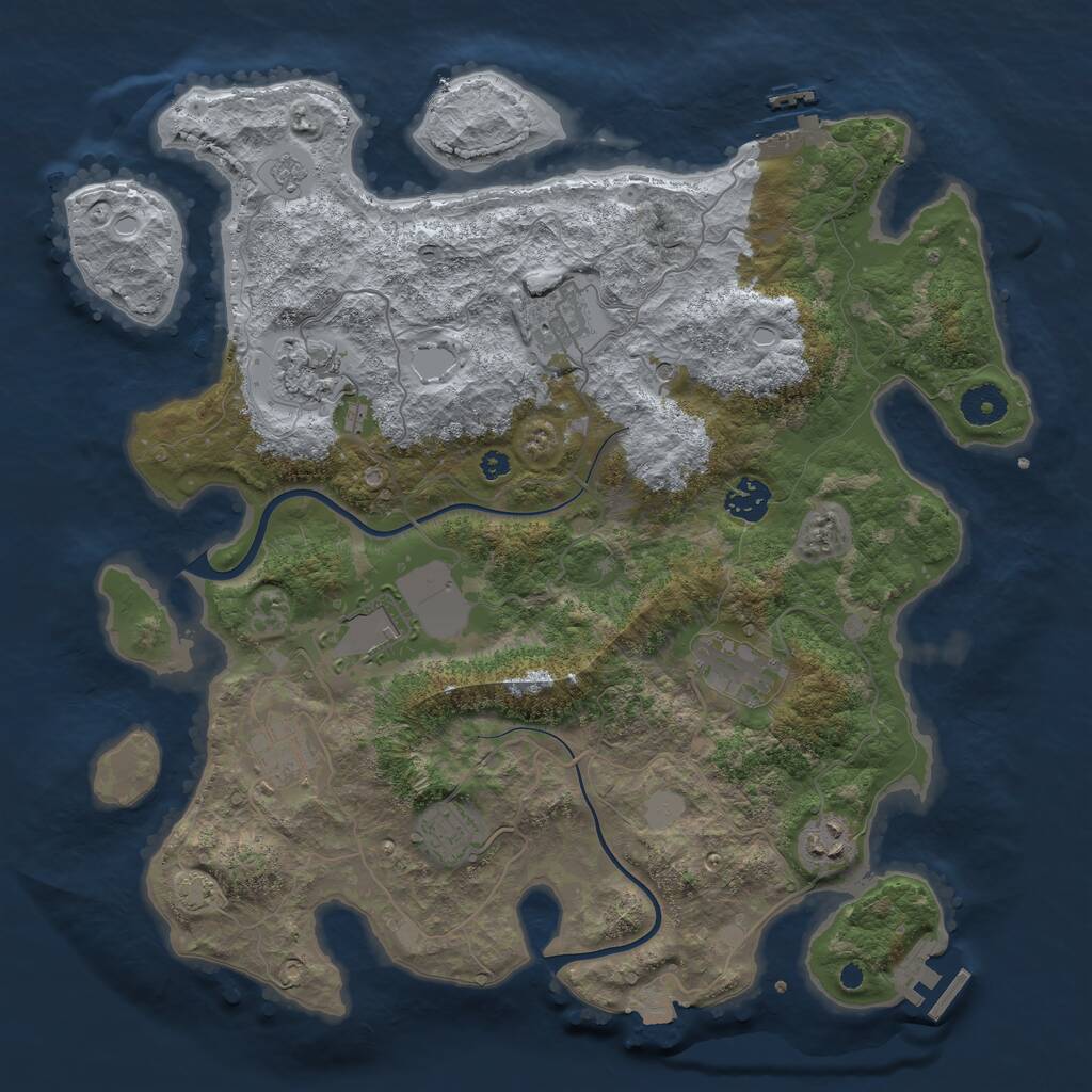 Rust Map: Procedural Map, Size: 3750, Seed: 1737223878, 14 Monuments