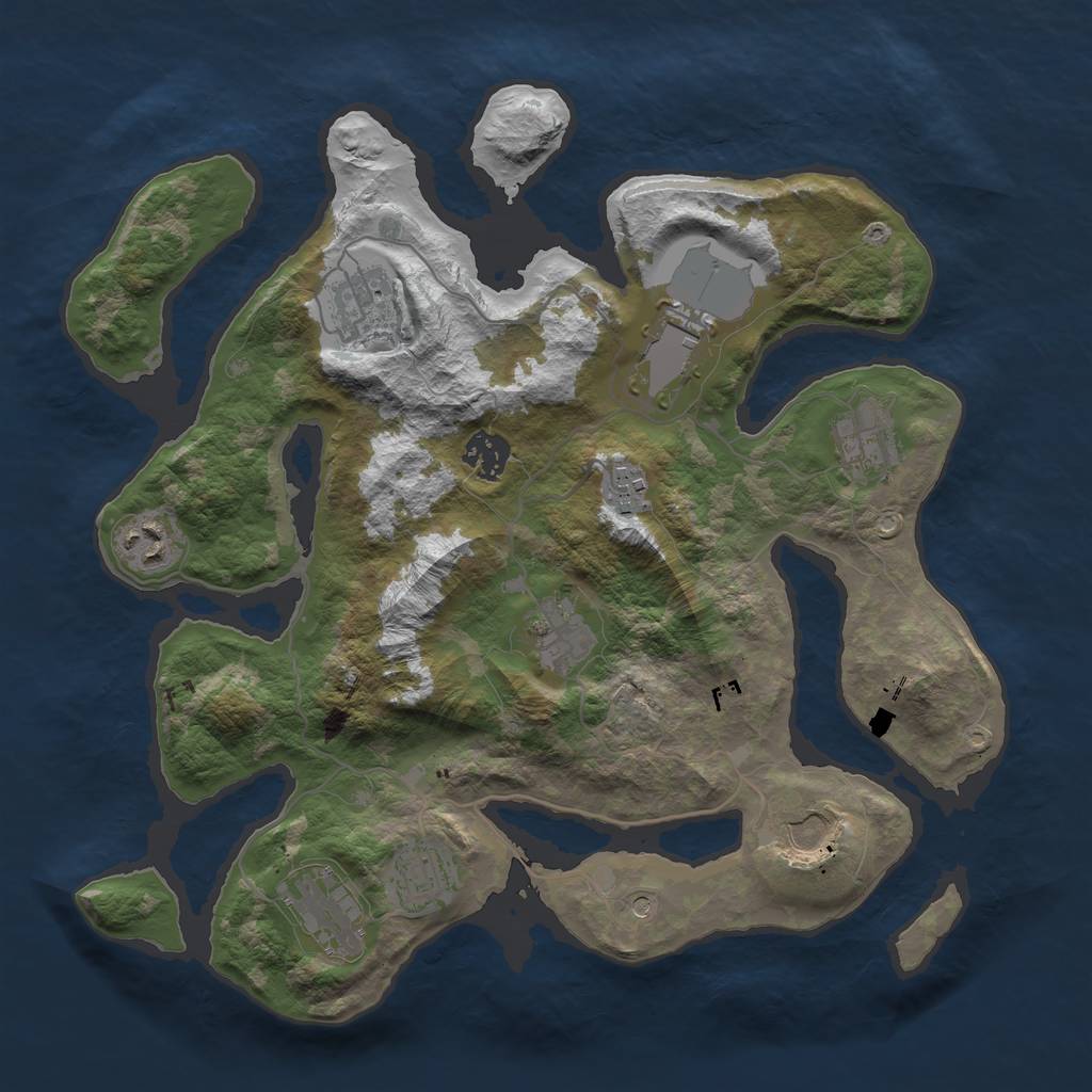 Rust Map: Barren, Size: 3500, Seed: 965149932, 13 Monuments