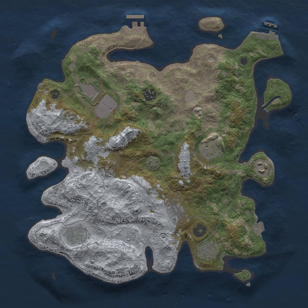 Rust Map: Procedural Map, Size: 3500, Seed: 9876458, 14 Monuments