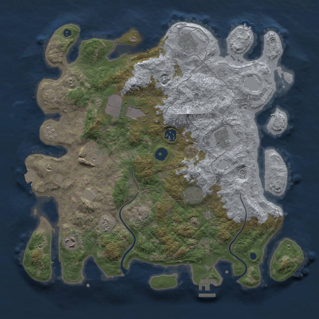 Rust Map: Procedural Map, Size: 3875, Seed: 948016187, 13 Monuments