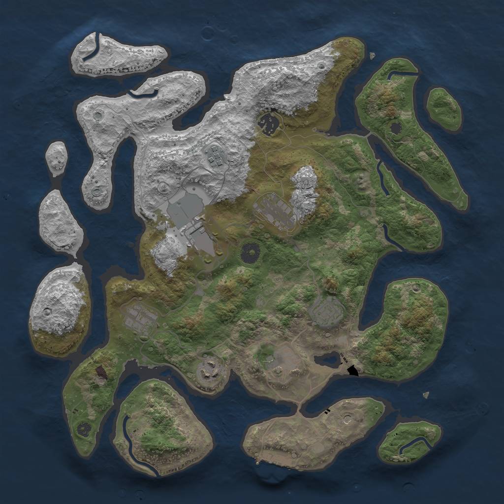 Rust Map: Procedural Map, Size: 3700, Seed: 48568, 12 Monuments