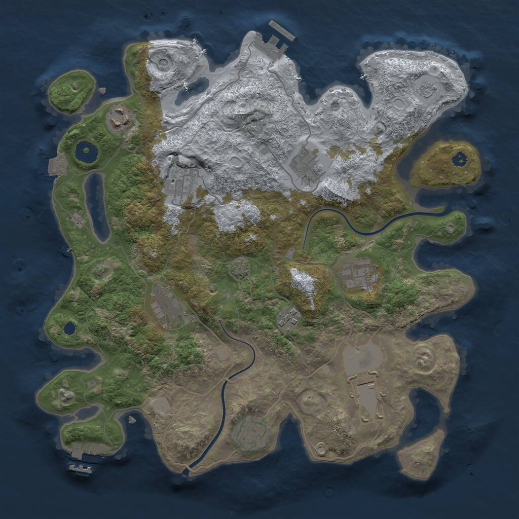 Rust Map: Procedural Map, Size: 3500, Seed: 1393631742, 14 Monuments