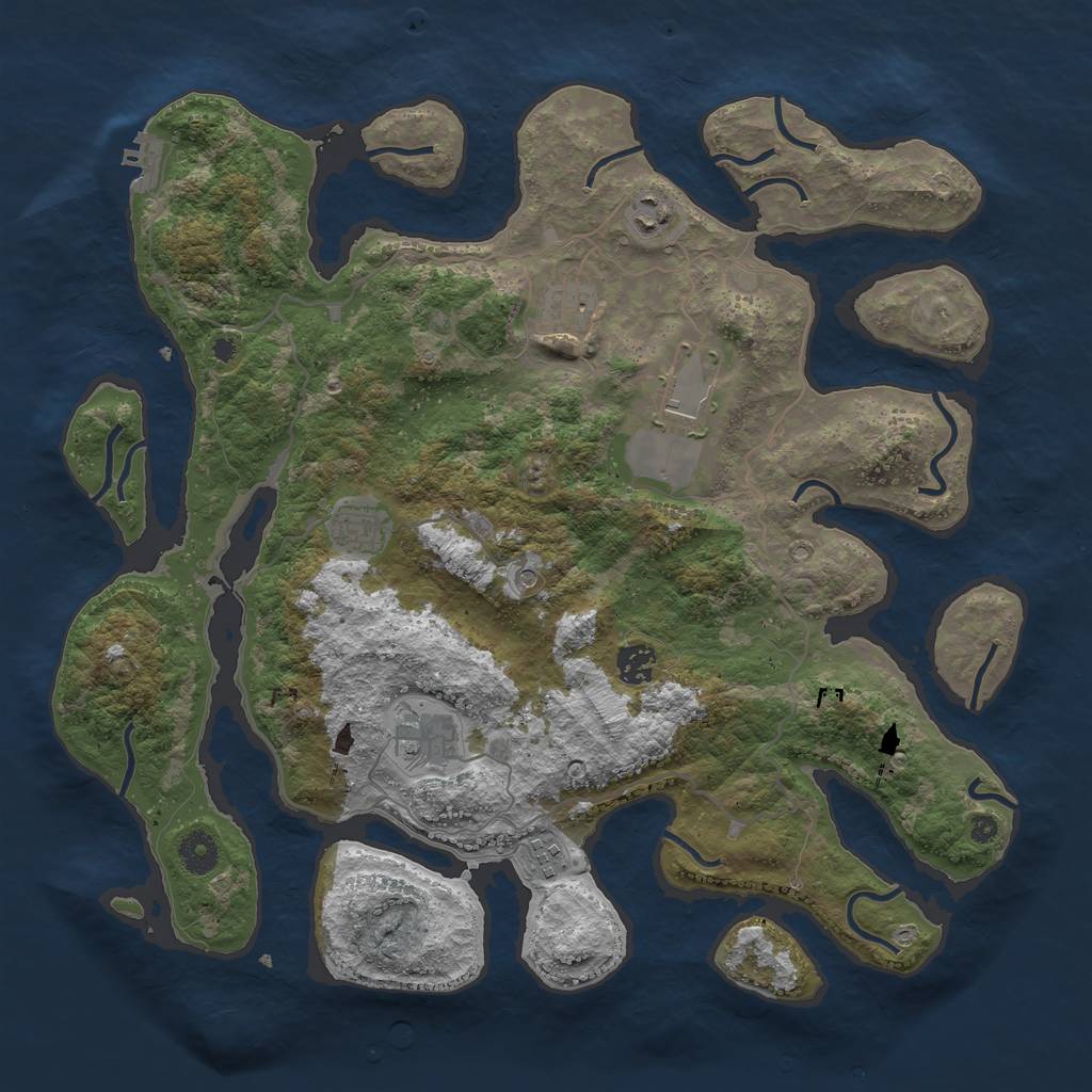 Rust Map: Procedural Map, Size: 4000, Seed: 177768434, 11 Monuments