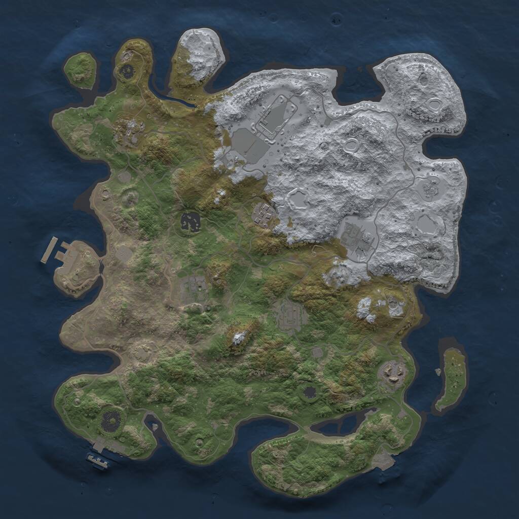 Rust Map: Procedural Map, Size: 3700, Seed: 661183935, 14 Monuments
