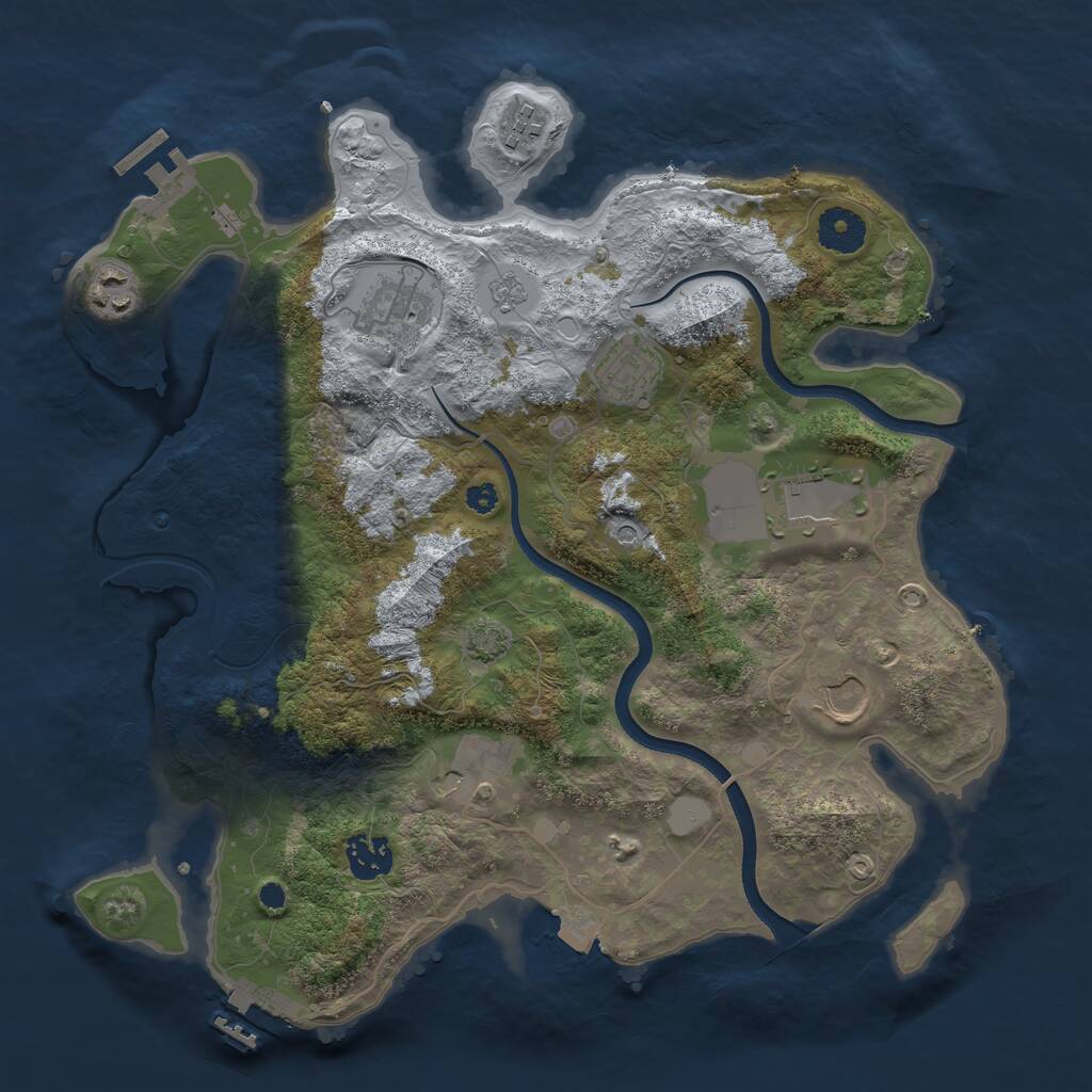 Rust Map: Procedural Map, Size: 3500, Seed: 965149932, 14 Monuments