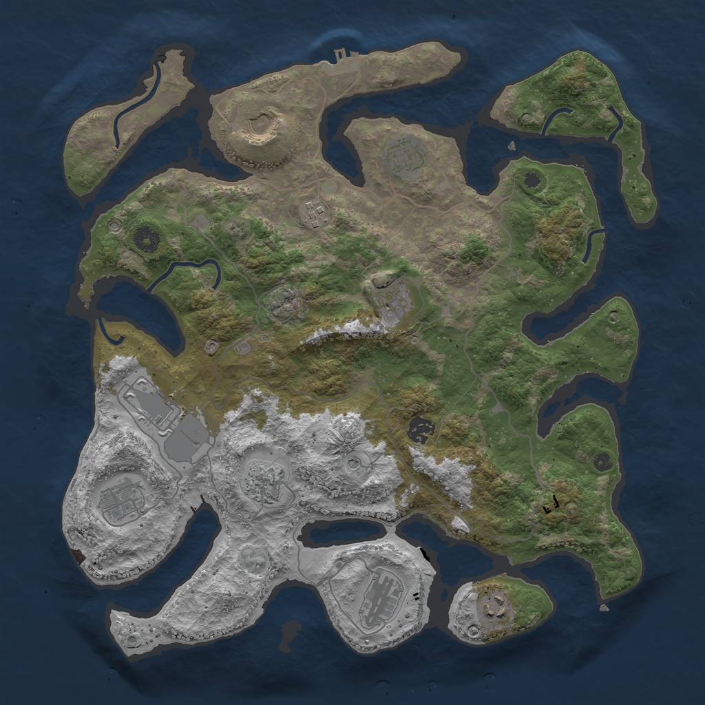 Rust Map: Procedural Map, Size: 4000, Seed: 1555669, 14 Monuments