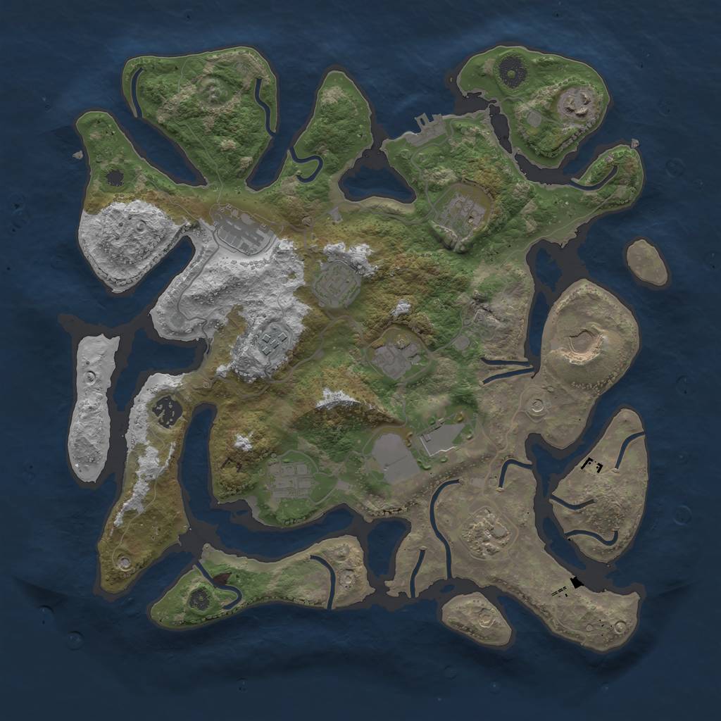 Rust Map: Procedural Map, Size: 3750, Seed: 906842875, 15 Monuments