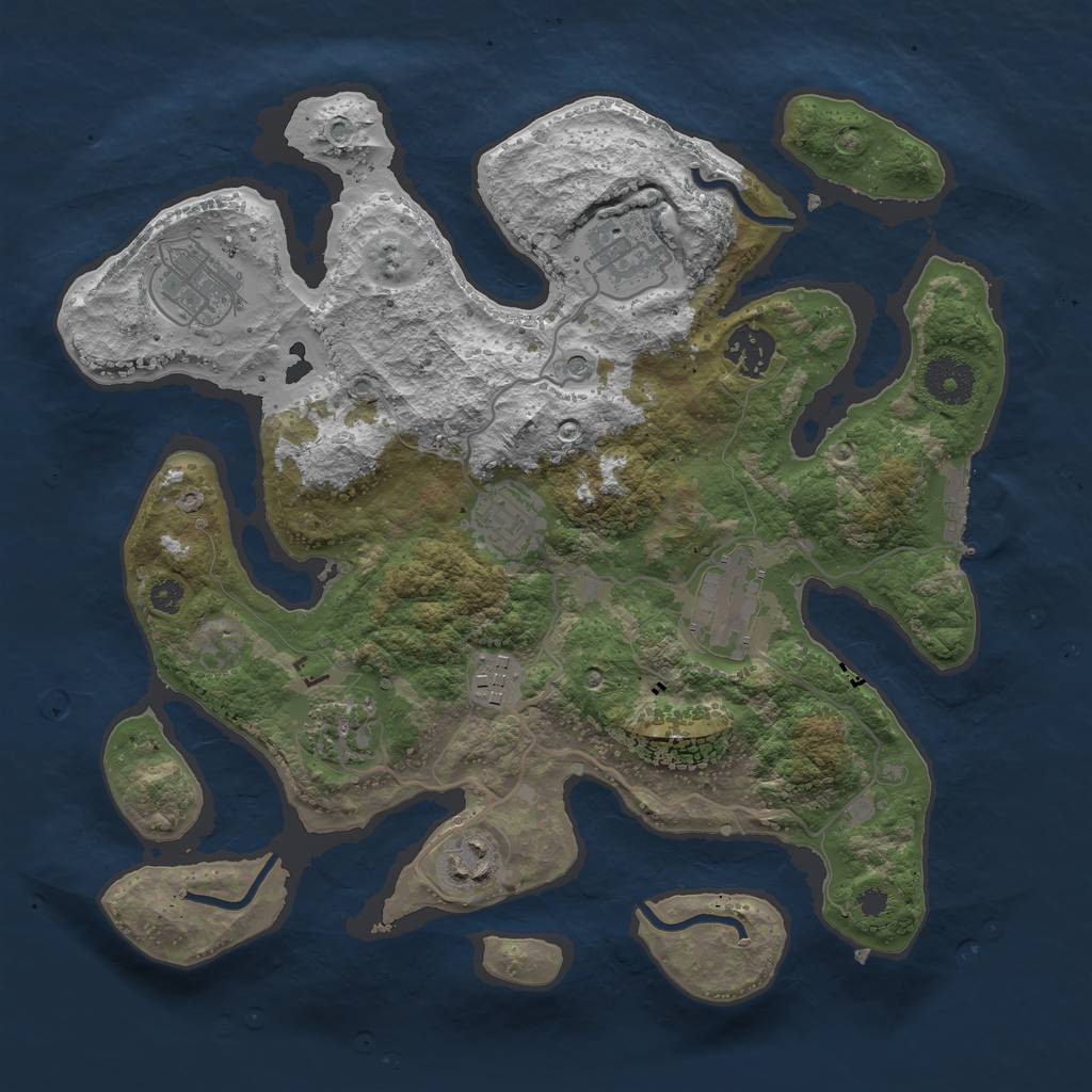 Rust Map: Procedural Map, Size: 3300, Seed: 888, 12 Monuments