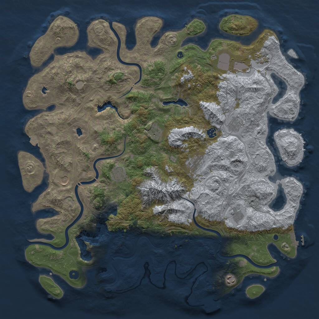 Rust Map: Procedural Map, Size: 5000, Seed: 58352227, 17 Monuments