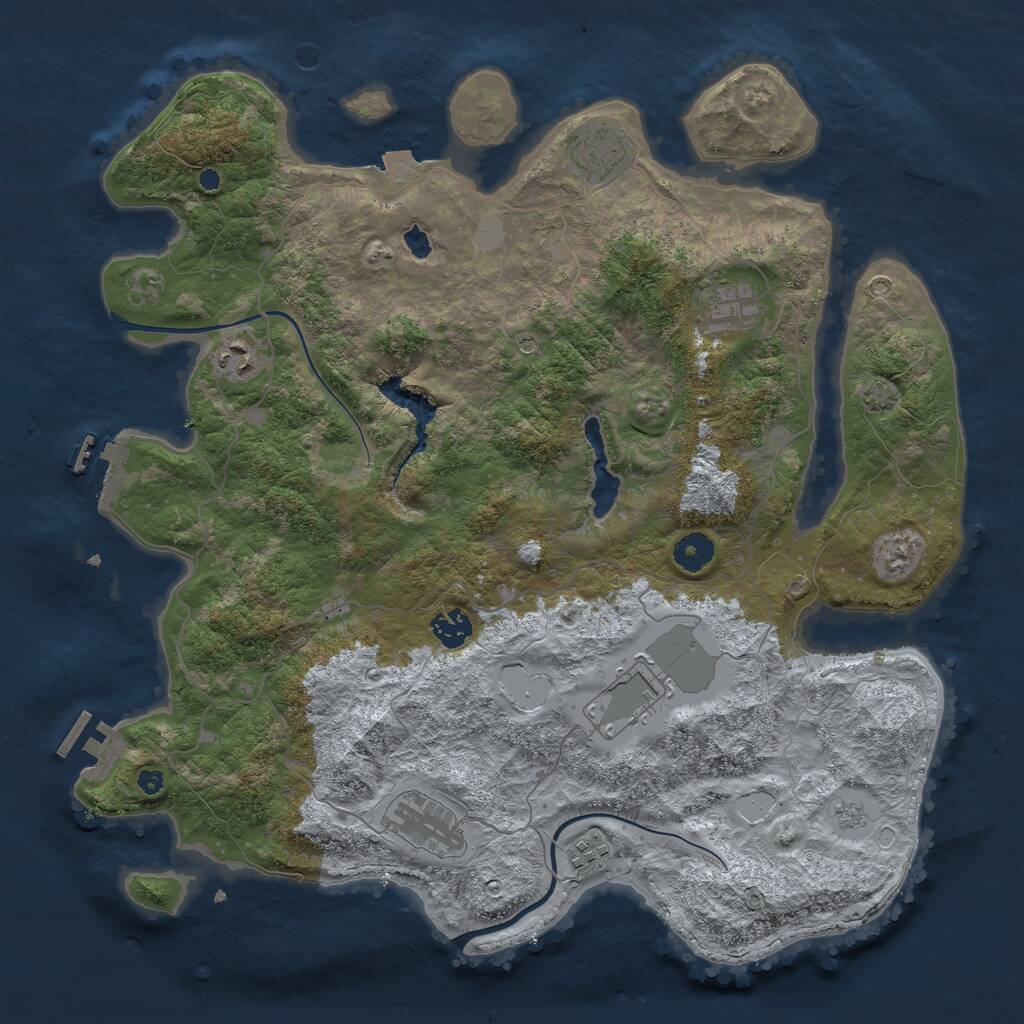 Rust Map: Procedural Map, Size: 4000, Seed: 20190614, 13 Monuments