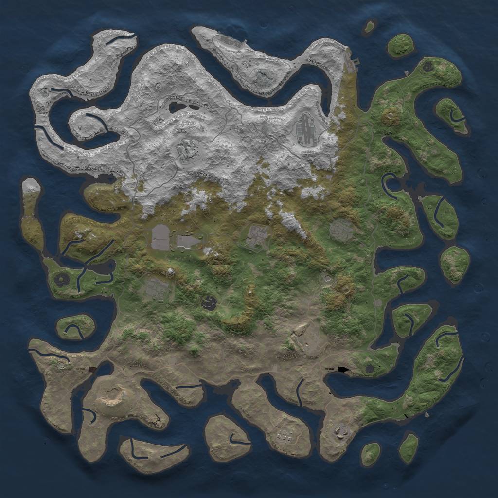 Rust Map: Procedural Map, Size: 5000, Seed: 17014487, 16 Monuments
