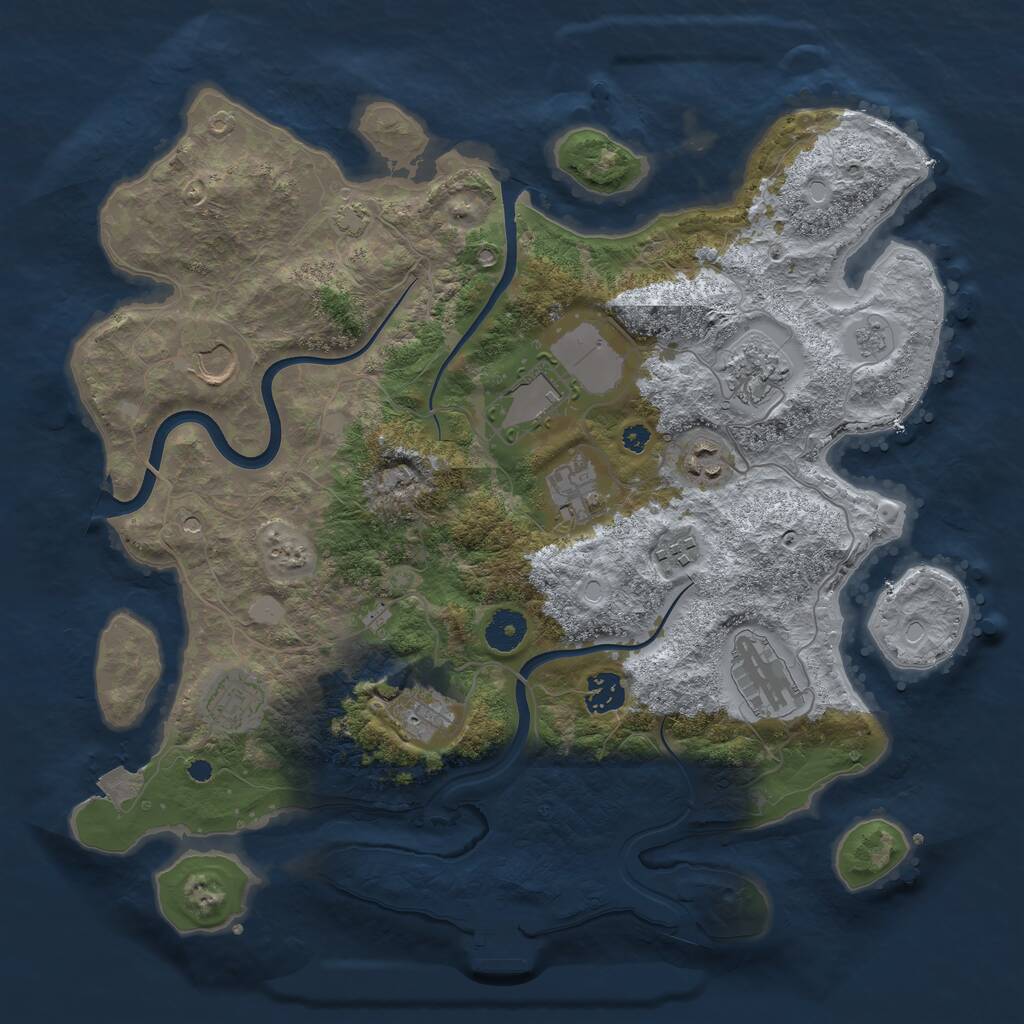 Rust Map: Procedural Map, Size: 3750, Seed: 1993838219, 15 Monuments