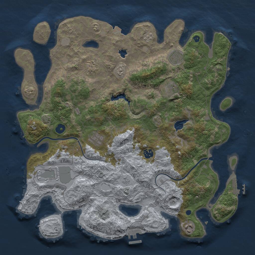 Rust Map: Procedural Map, Size: 4000, Seed: 489665561, 14 Monuments