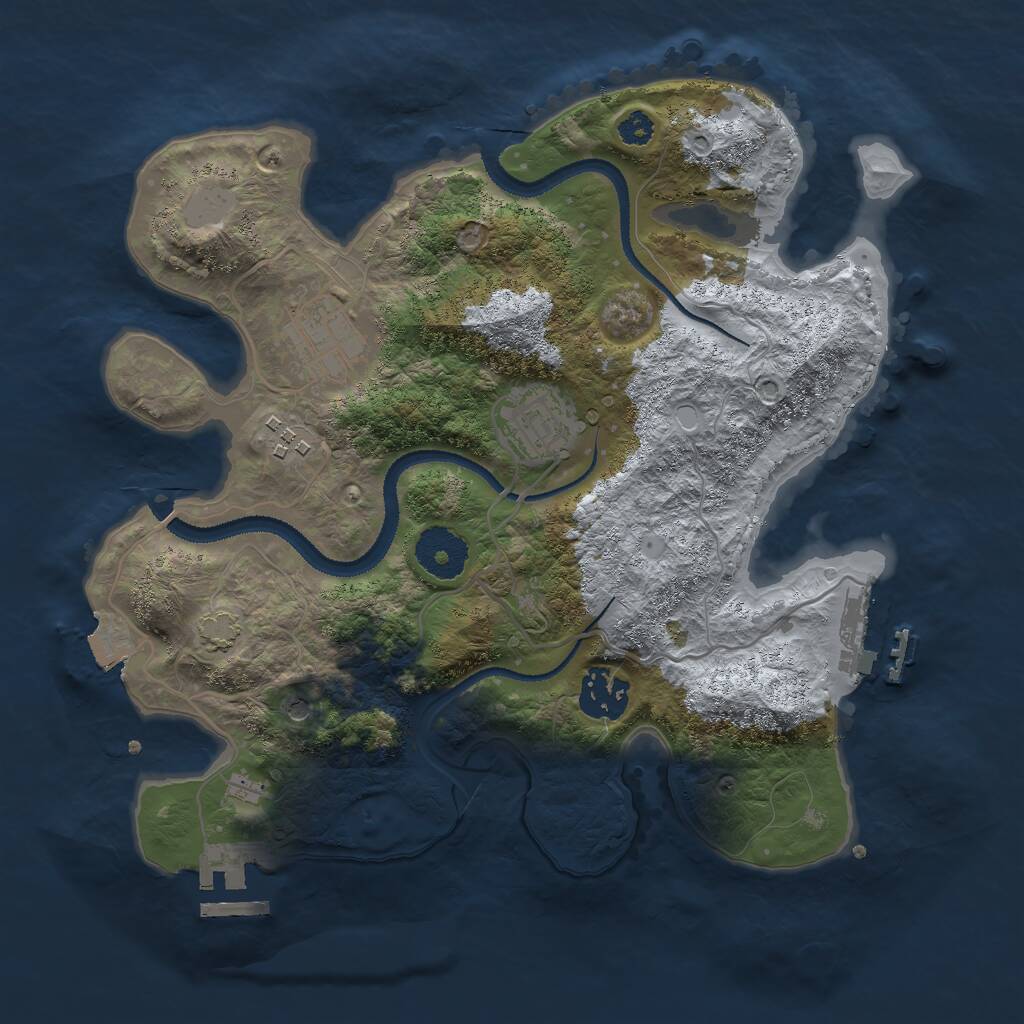 Rust Map: Procedural Map, Size: 3000, Seed: 78624760, 9 Monuments