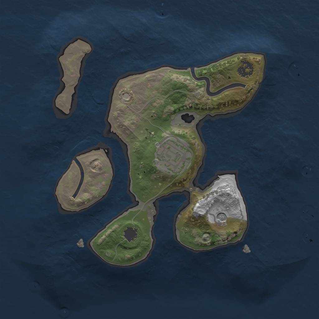 Rust Map: Procedural Map, Size: 2000, Seed: 35733, 4 Monuments